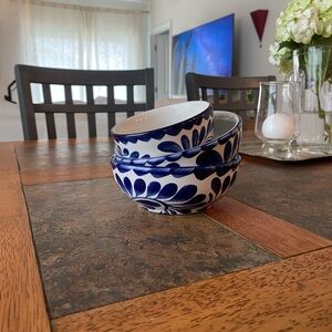 Pottery Barn Puebla Stoneware Ceramic Bowls Set of 3